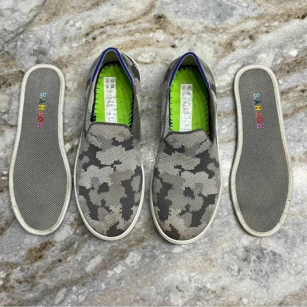 Rothy’s The Kids Sneakers in Gray Camo Size 4